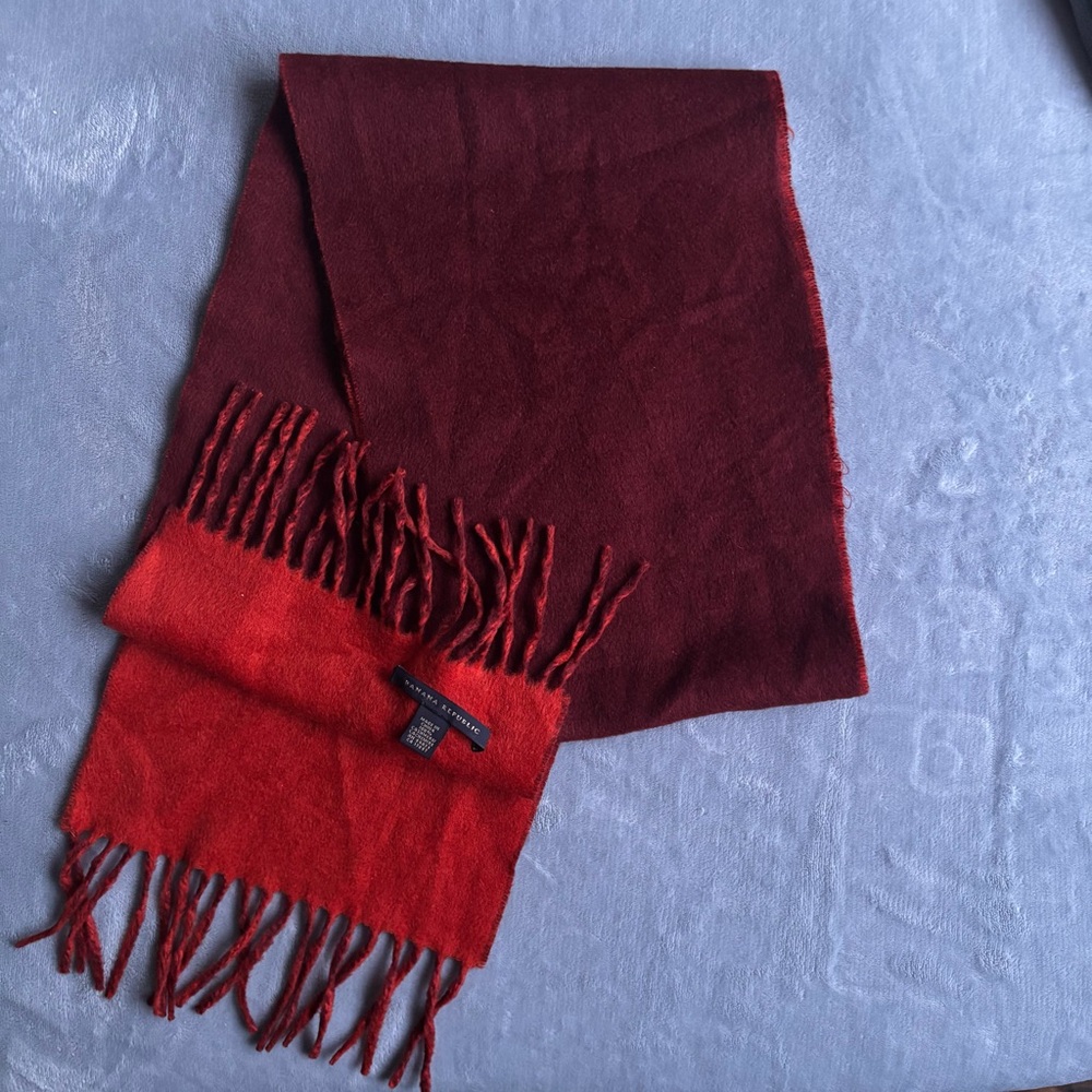 Banana Republic 100% Cashmere Double-Face Scarf Red Orange Reversible Soft